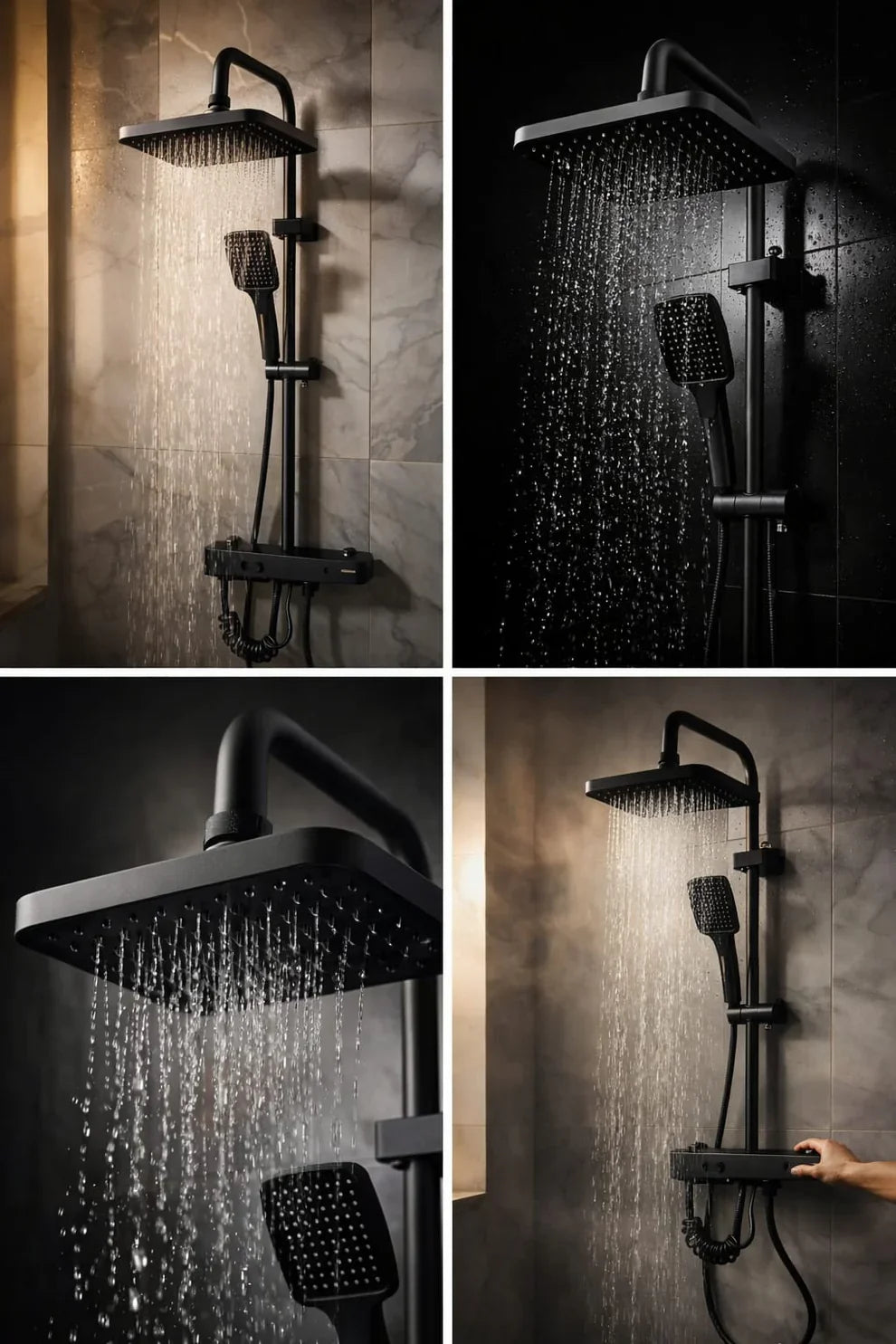Système de douche gris pistolet ensemble de robinet de douche pluie