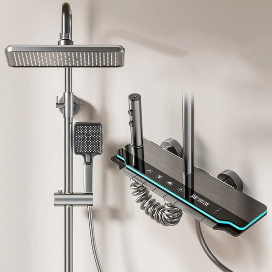 Système de douche gris pistolet ensemble de robinet de douche pluie